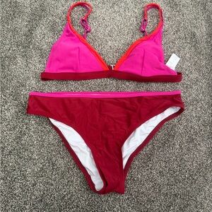 Cupshe Pink and Red Bikini Set